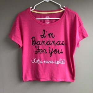 So Intimates Pink Shirt "I'm Bananas For You" L